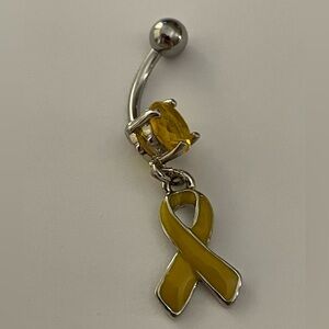 316L Stainless Steel Yellow Cancer Ribbon Belly Ring 14g New